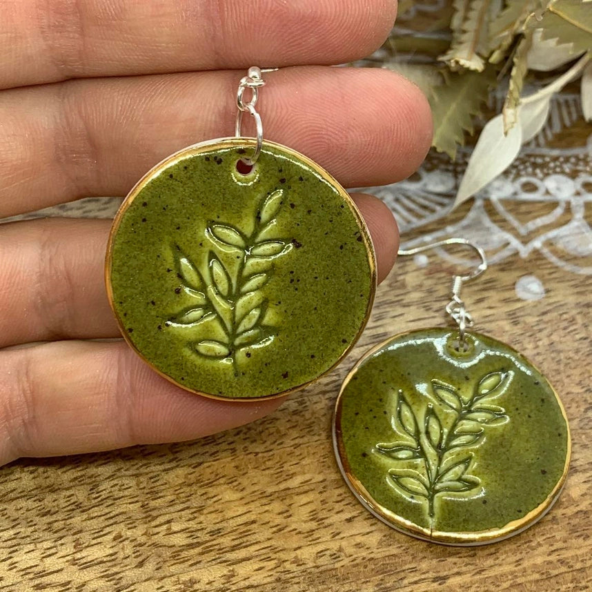 Jewellery - Branch - Porcelain Earrings with Gold Finish