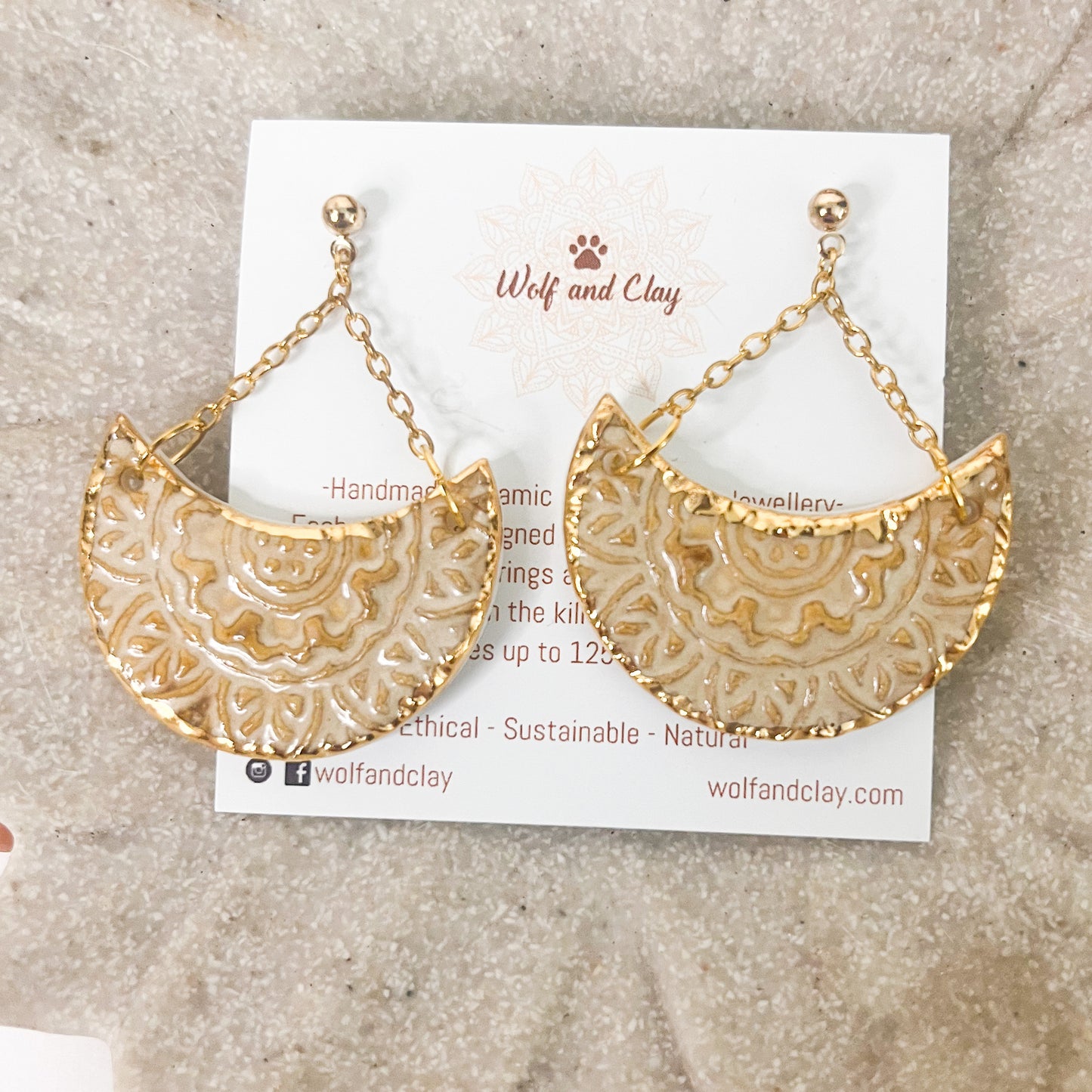 Ainsley - Porcelain Earrings with Gold Finish