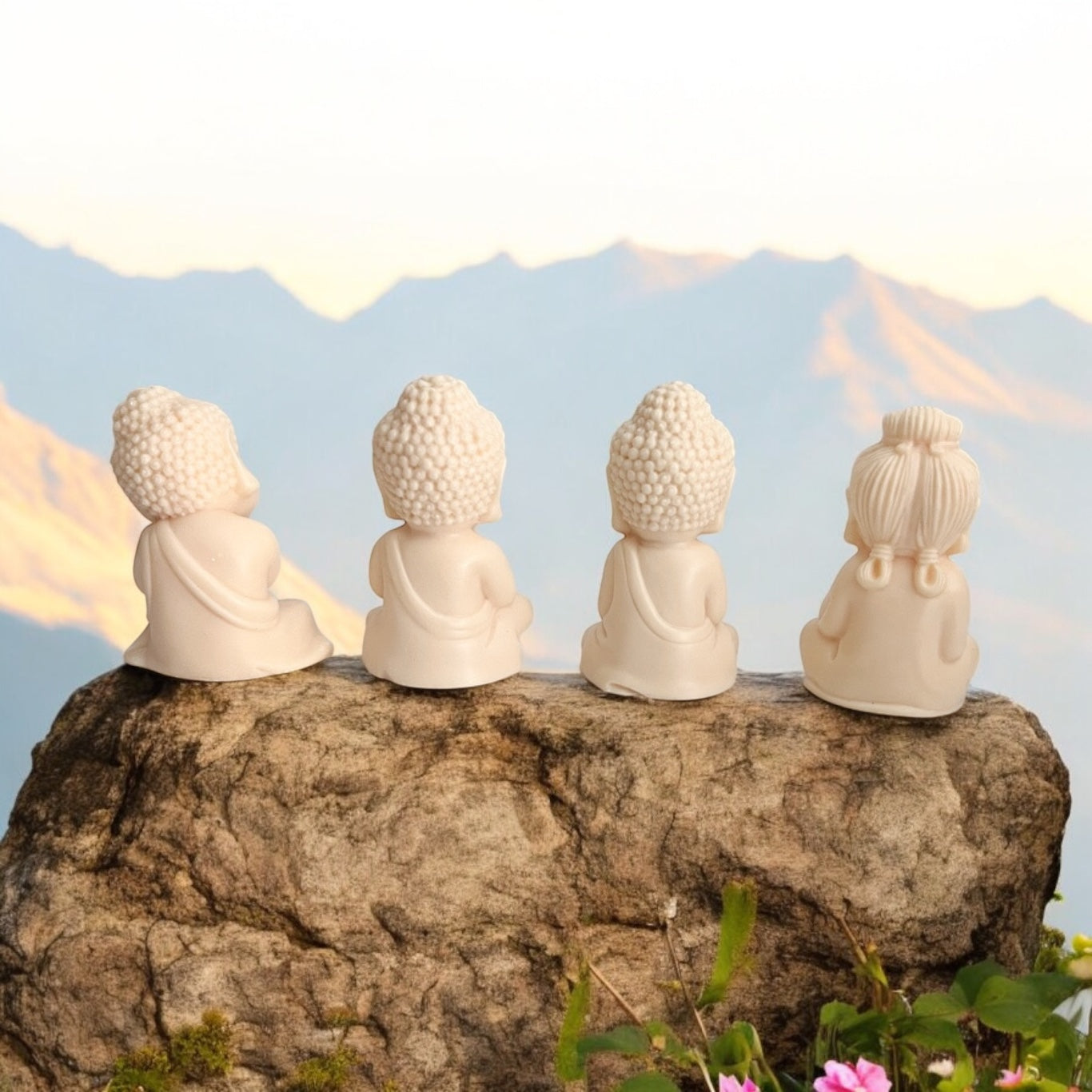 Tagua Nut (Ivory Nut) Buddha Set of 4 Back
