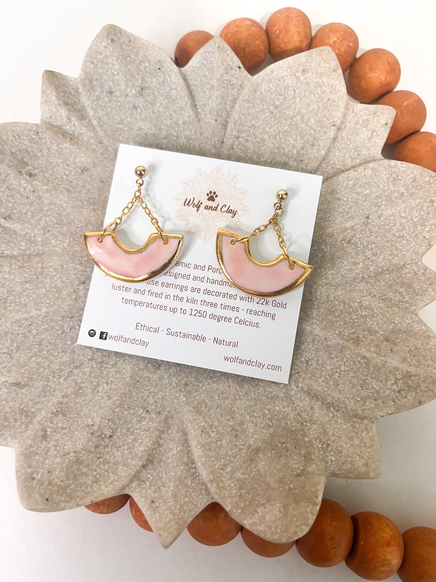 Adella - Porcelain Earrings With Gold