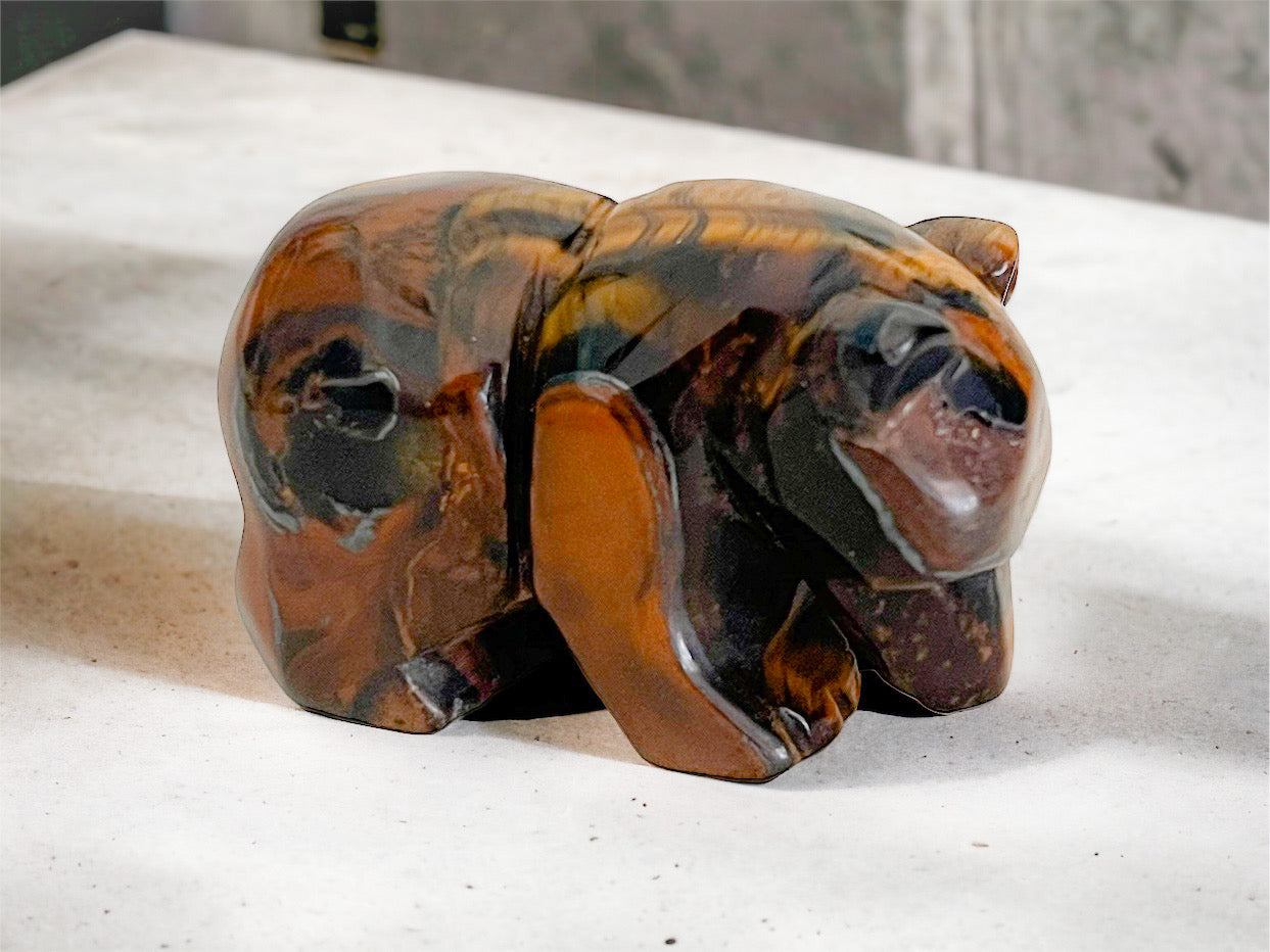Tigers Eye Polished Bear 4cm