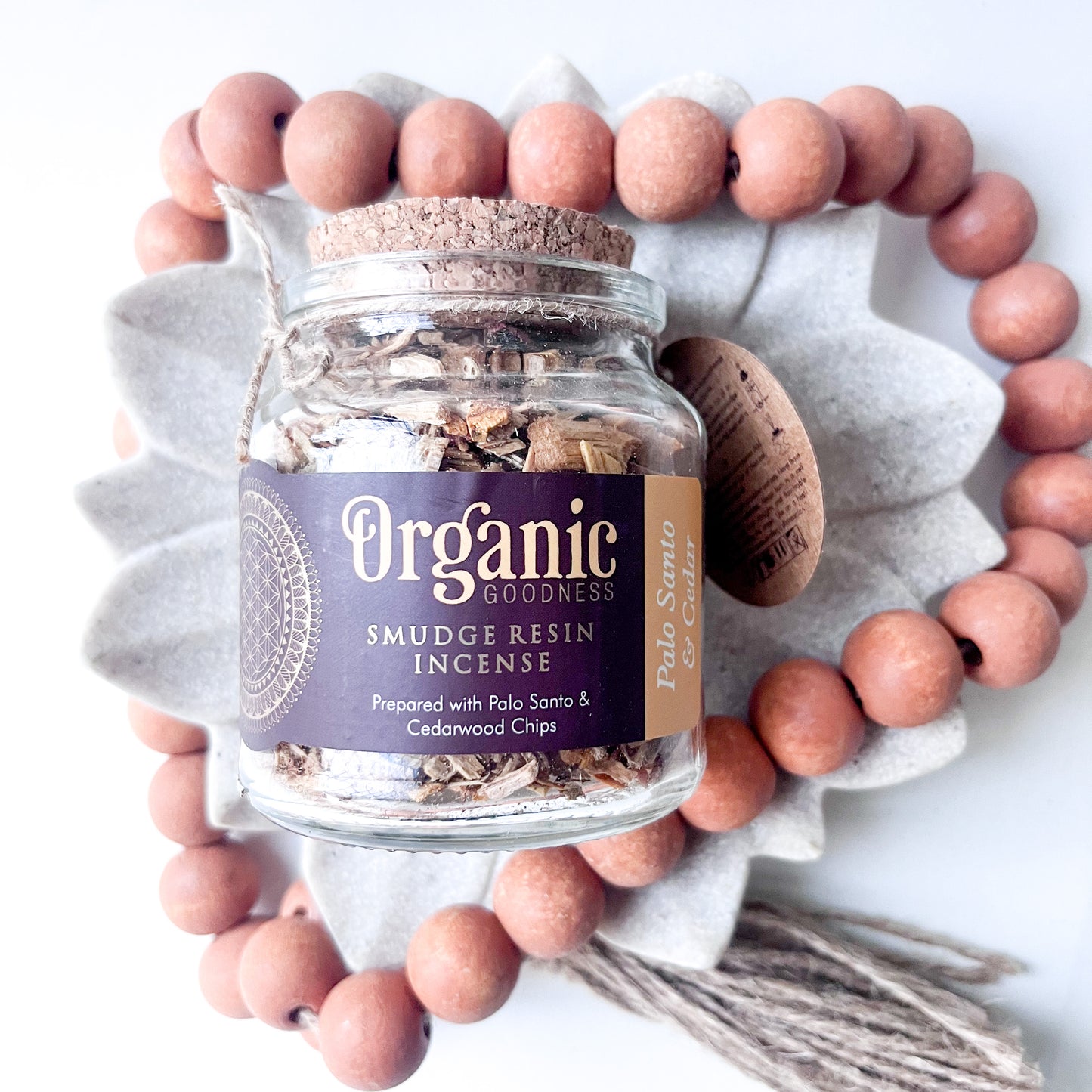 Organic Goodness Smudge Resin Incense In Glass Jar - Palo Santo & Cedar