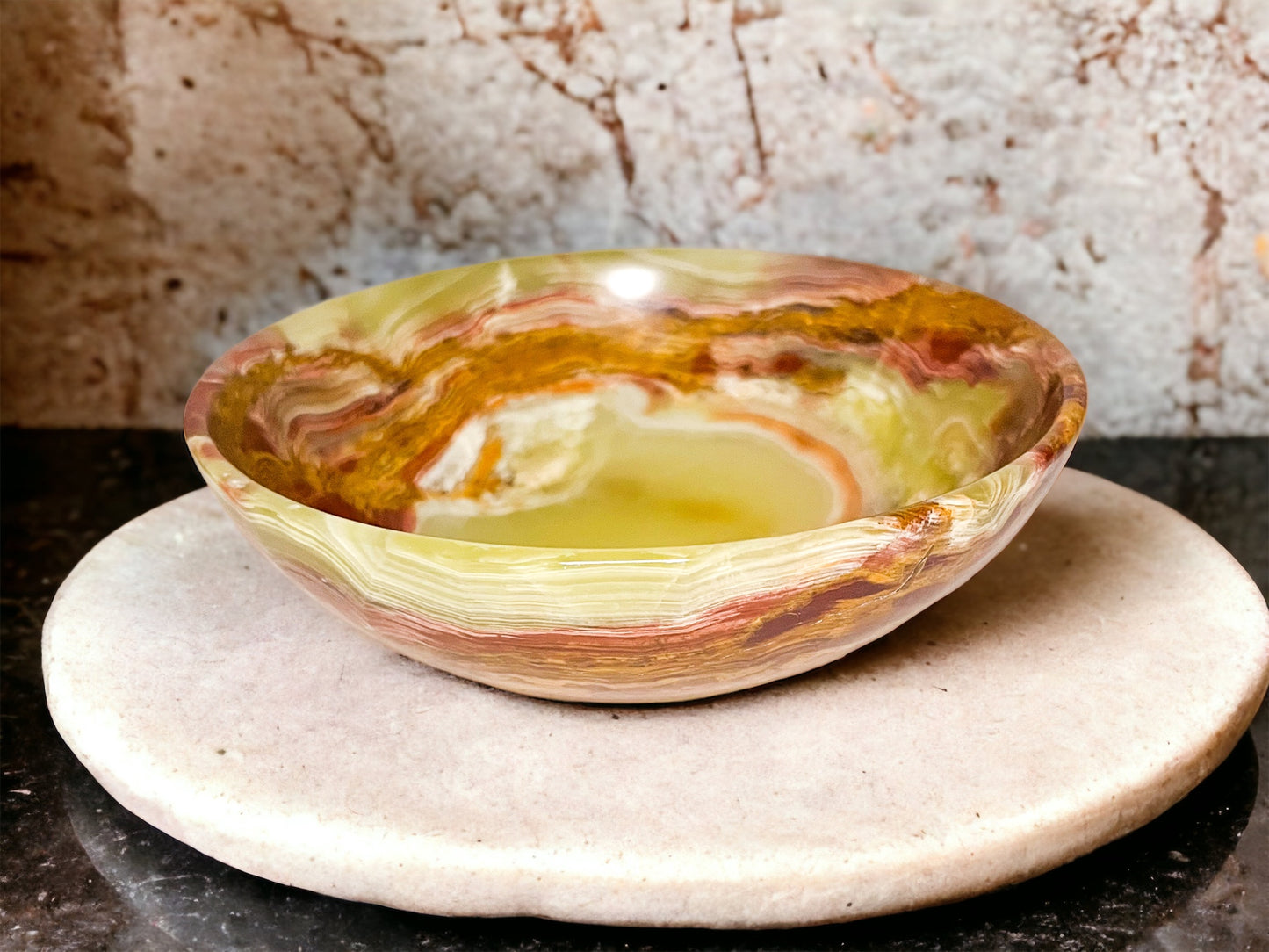 Polished Crystal - Green Onyx Bowl 5cm x 15cm