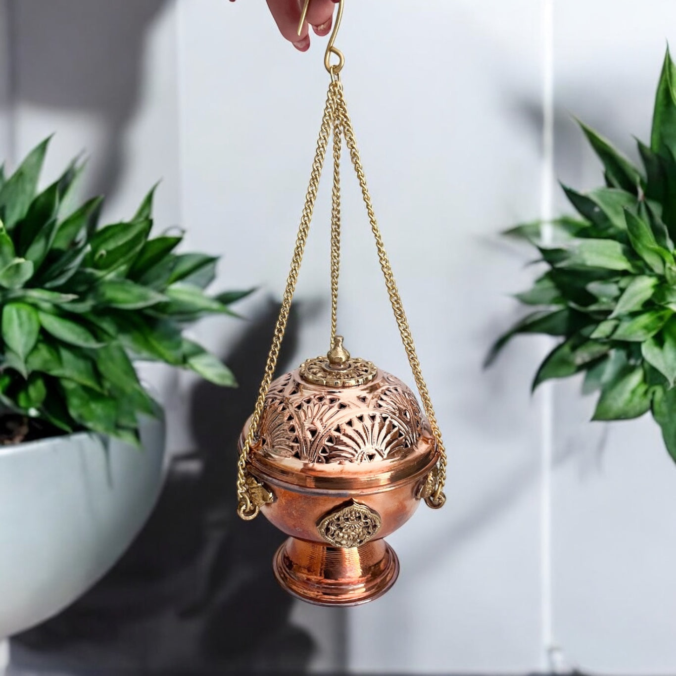 Copper Hanging Incense Burner 10cm x 12.5cm