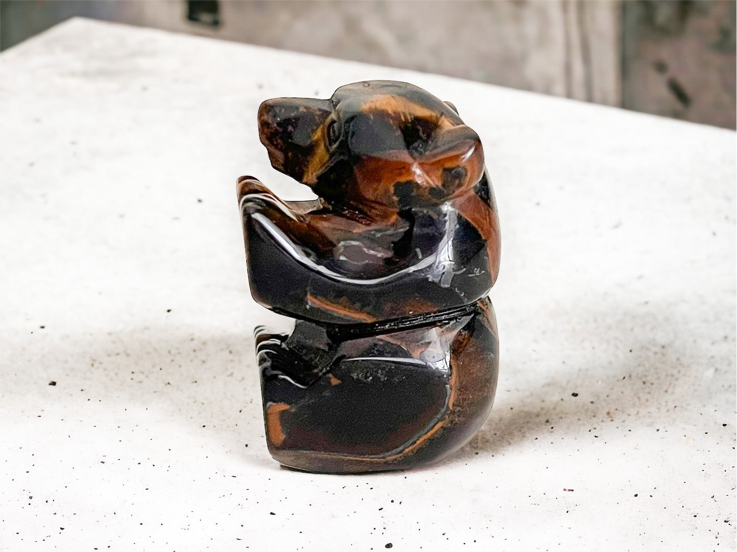 Tigers Eye Polished Bear Crystal 4cm