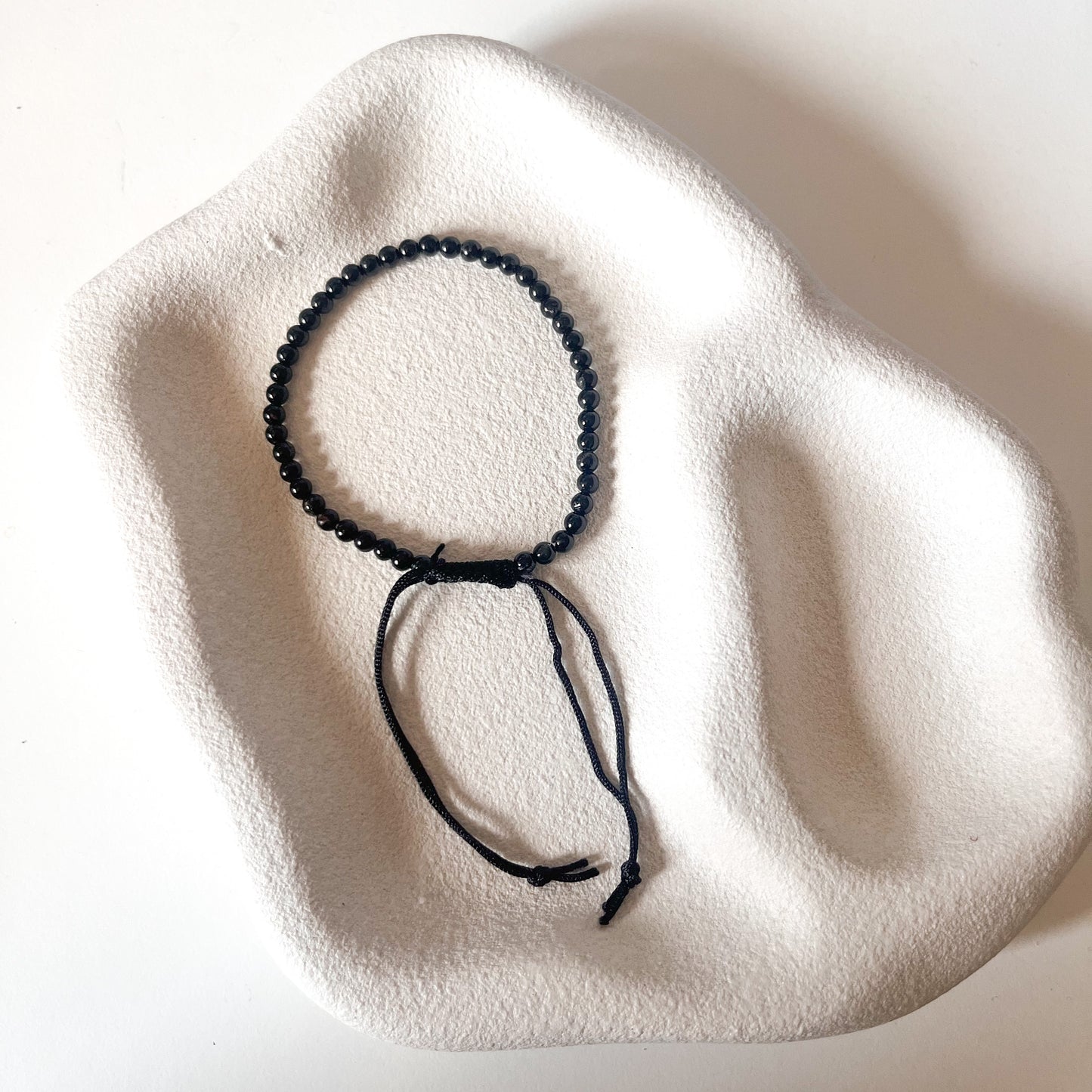 Obsidian 4mm Bead Adjustable String Bracelet