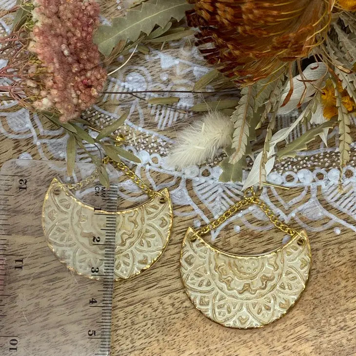 Ainsley - Porcelain Earrings with Gold Finish