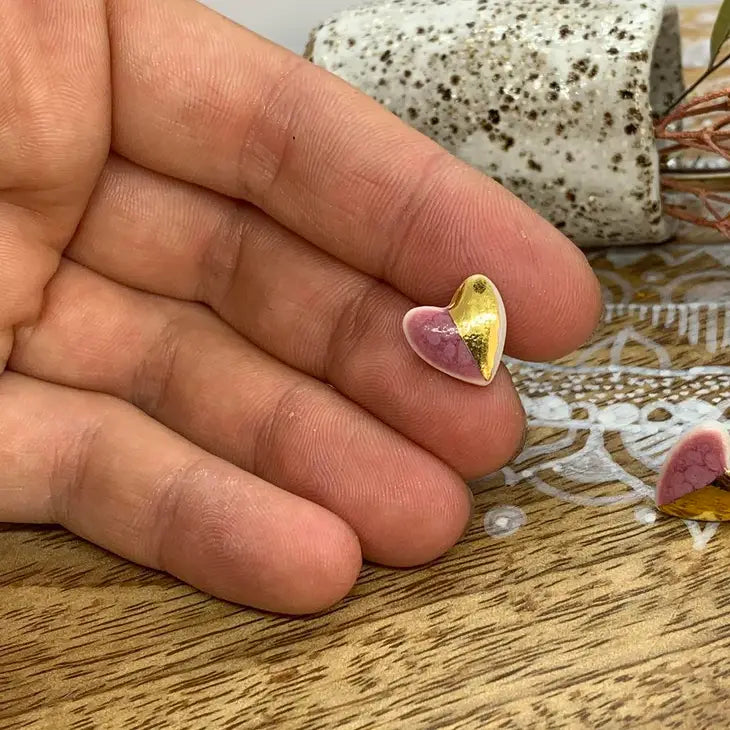 Porcelain Heart Stud Earrings