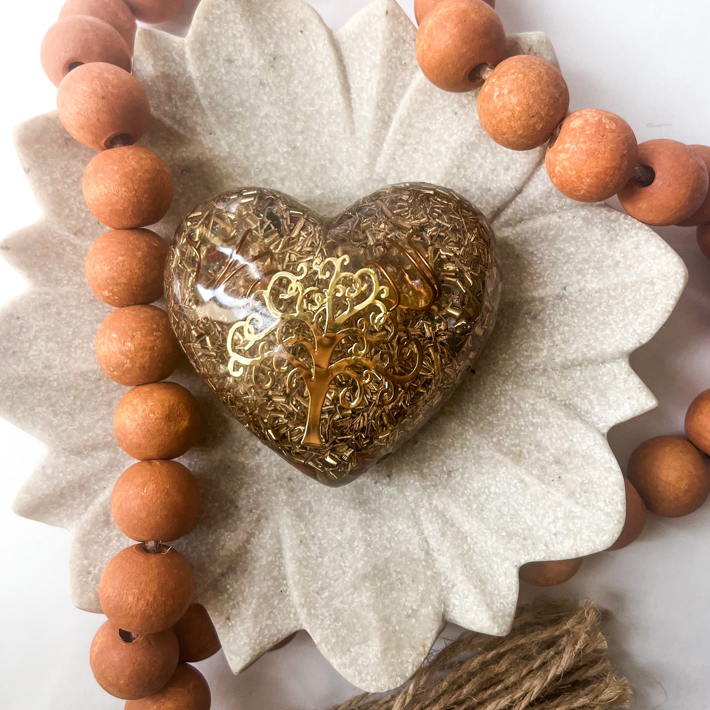 Puffy Orgonite Heart - Fluorite, Red Jasper & Amethyst 7.5cm Width