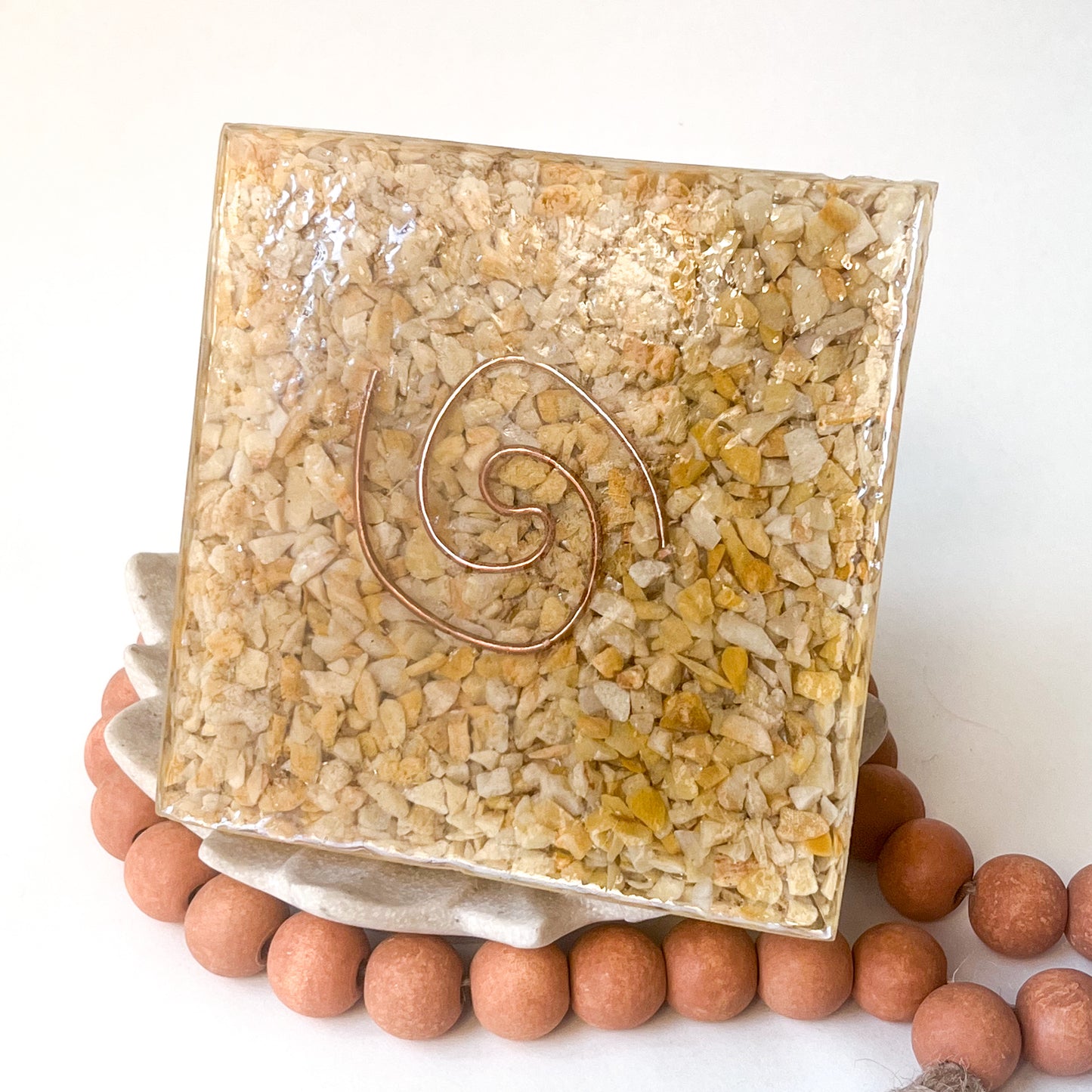 Stunning orgonite pyramid for those seeking balance, harmony and spiritual connection - bottom view
