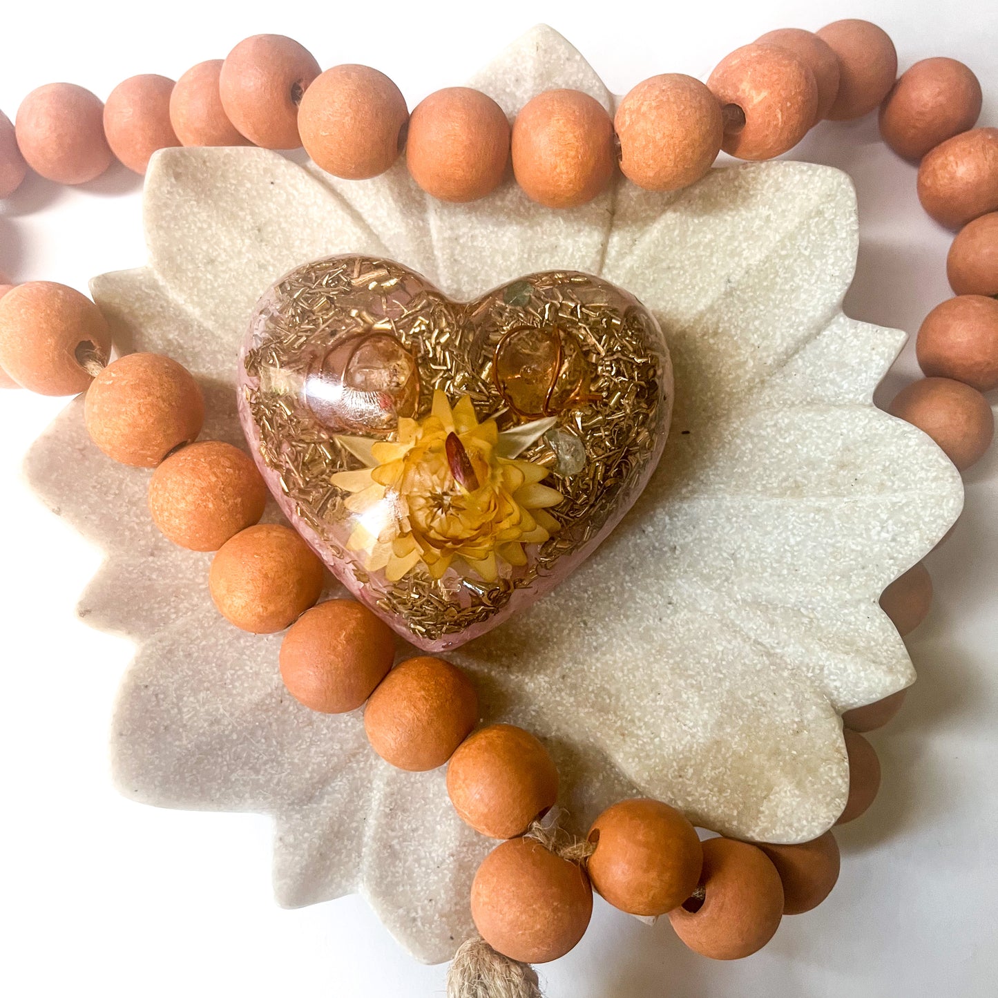 Puffy Orgonite Heart - Rose Quartz 7.5cm Width