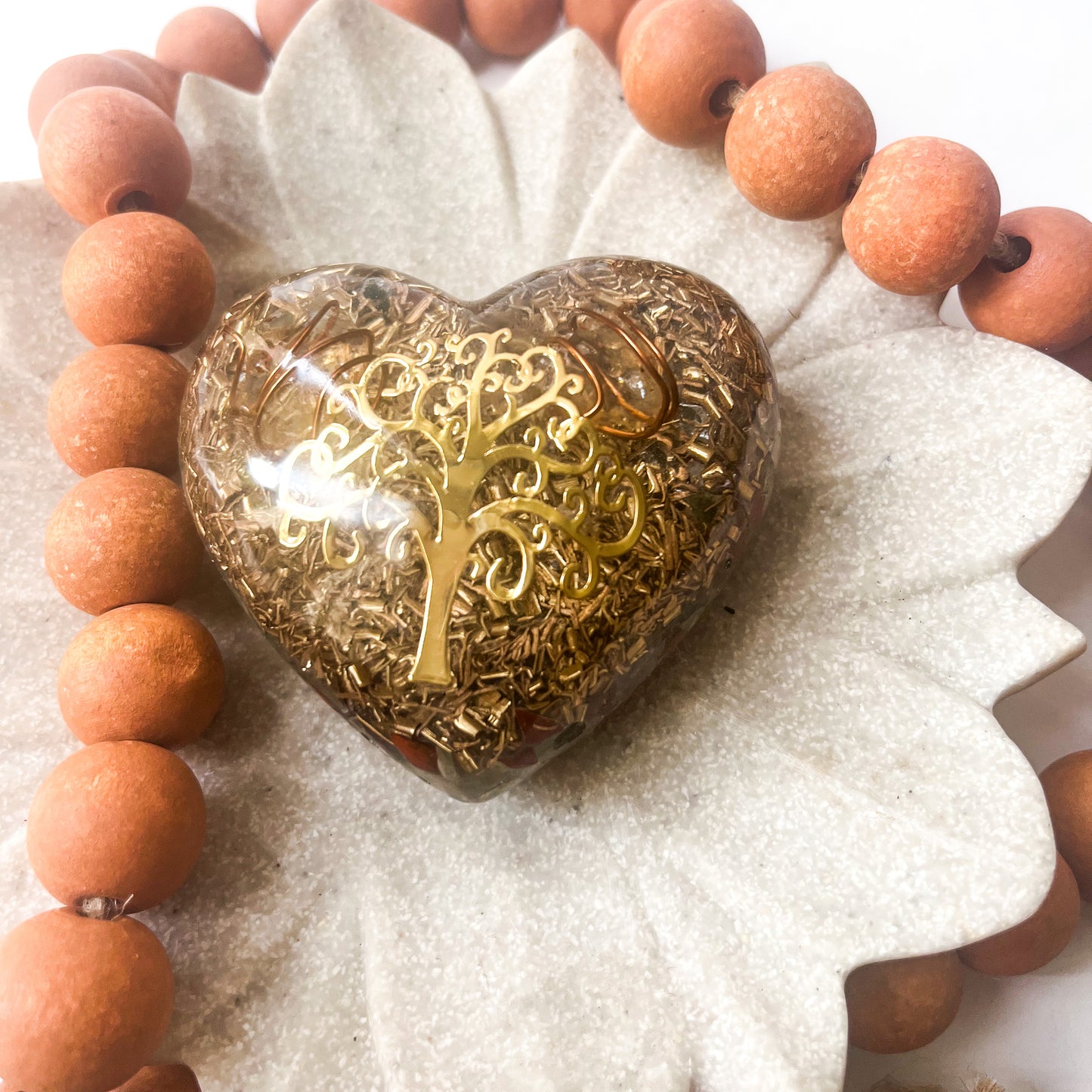 Puffy Orgonite Heart - Fluorite, Red Jasper & Amethyst 7.5cm Width