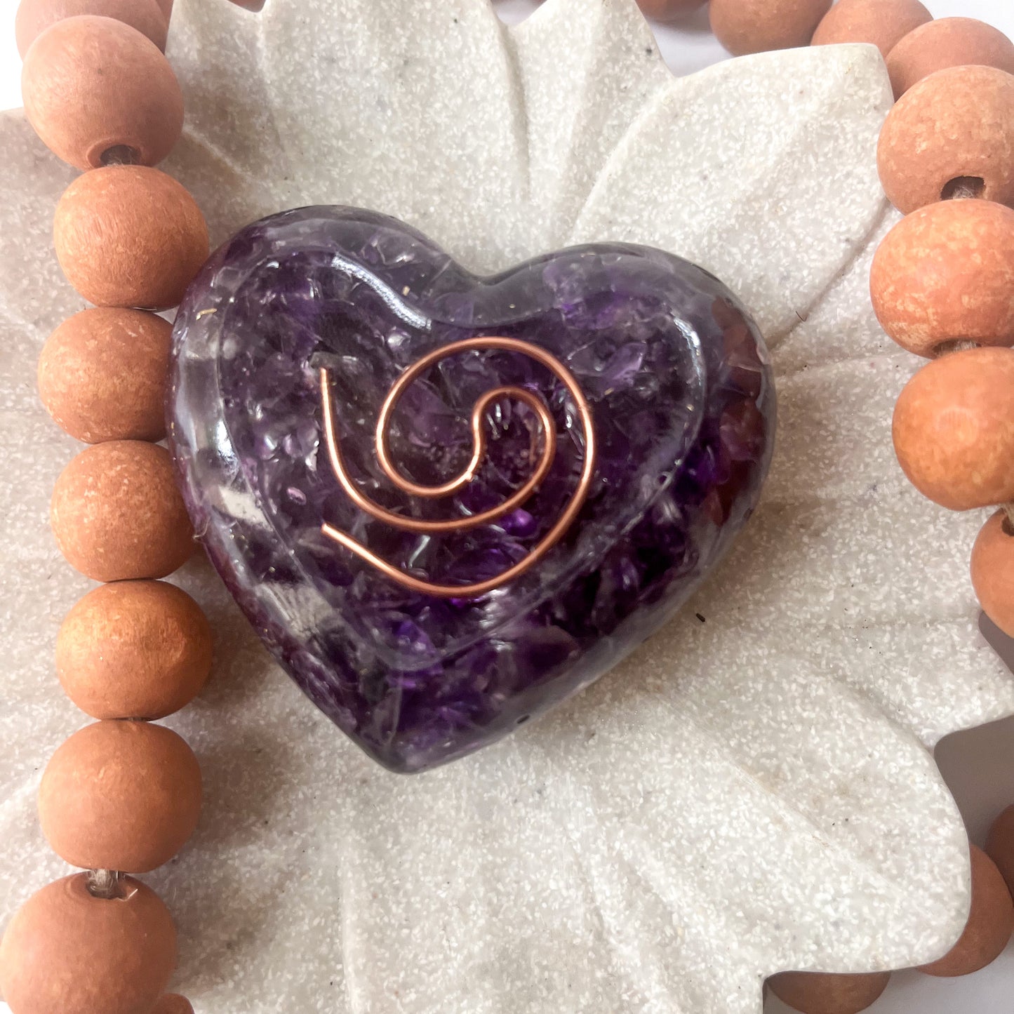 Puffy Orgonite Heart - Amethyst 7.5cm Width