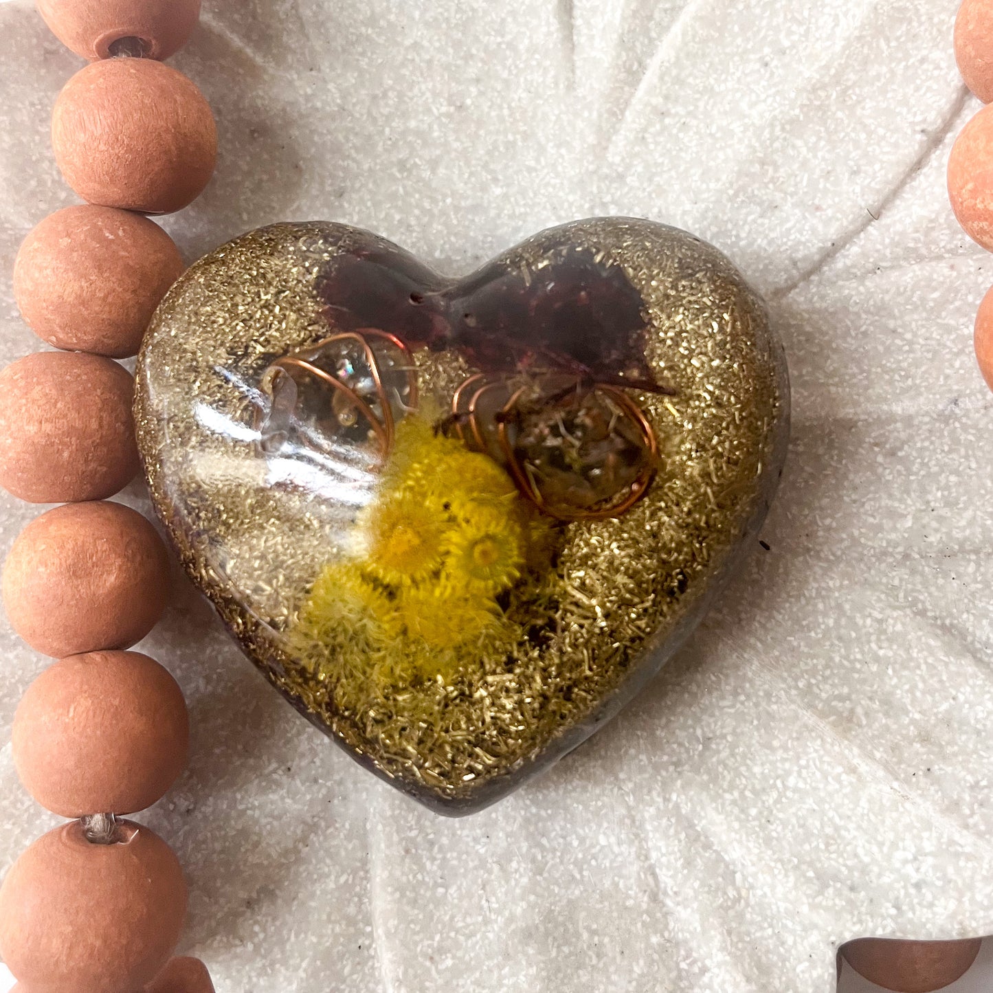 Puffy Orgonite Heart - Amethyst 7.5cm Width