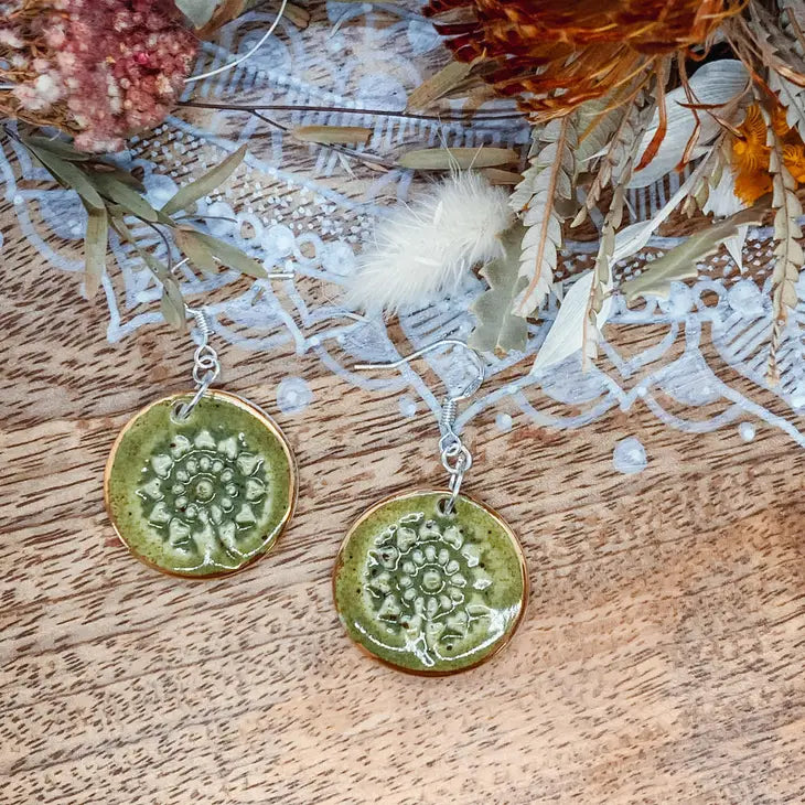 Viola - Porcelain Earrings with Gold Finish