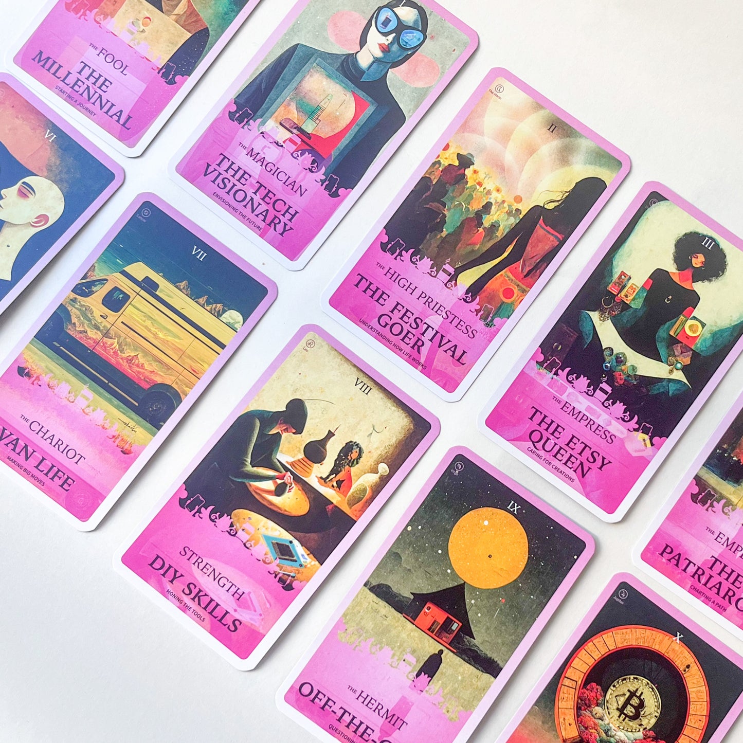 Sample images of the major arcana millennial tarot deck
