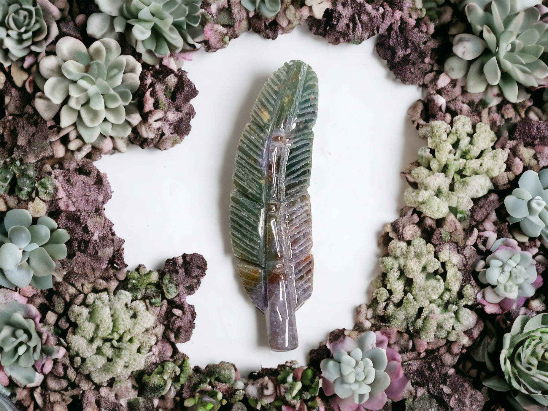 Polished Crystal - Ocean Jasper Leaf