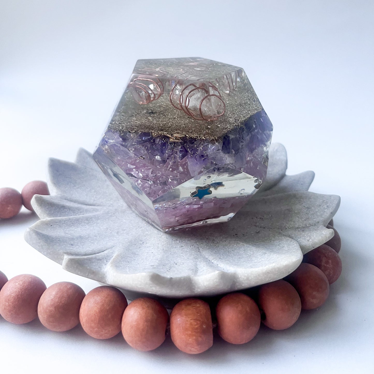 Polygon Orgonite Shape - Amethyst & Rose Quartz