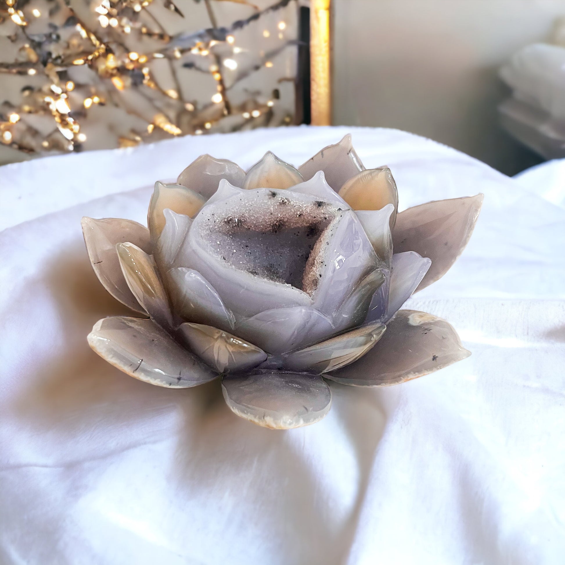 Polished Crystal Shape - Agate Lotus Flower Large