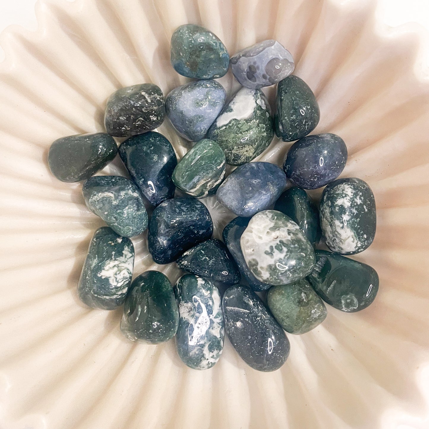 Crystal Tumble Stones - Green Moss Agate