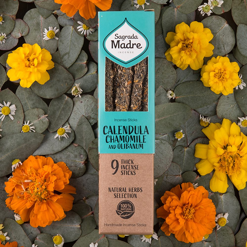 Sagrada Madre - Calendula Chamomile Olibanum Natural Thick Incense 9 Pack