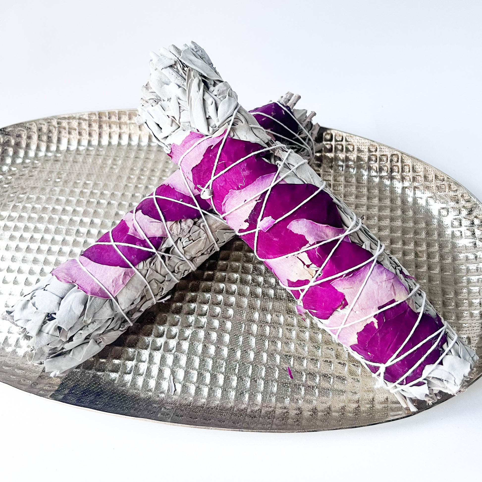 Smudge Stick - White Sage With Rose Petals