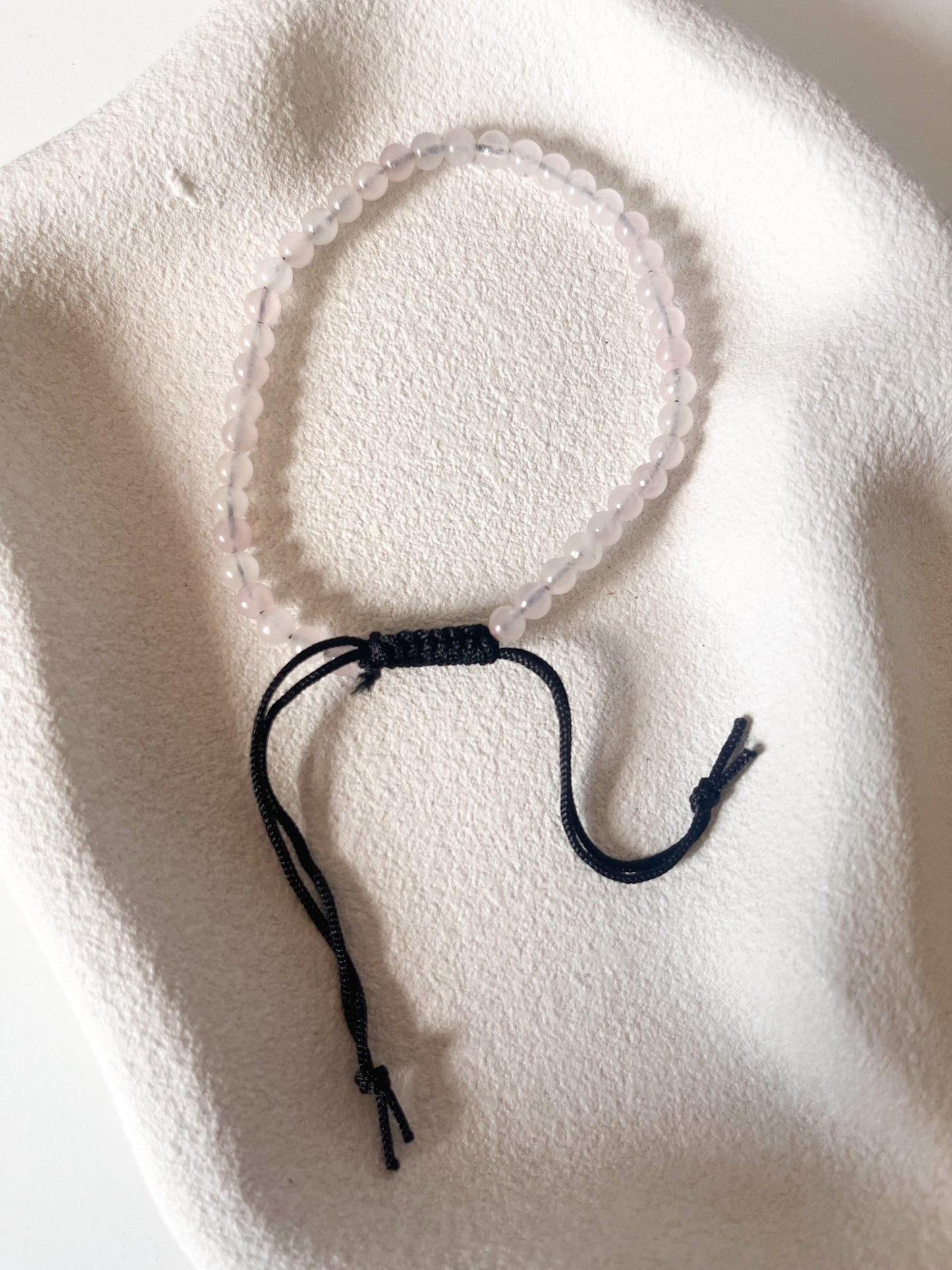 Rose Quartz 4mm Bead Adjustable String Bracelet