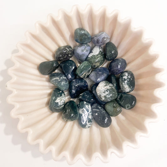 Crystal Tumble Stones - Green Moss Agate