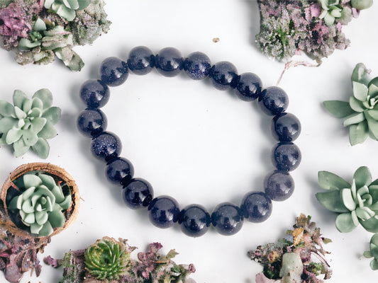 Blue Sandstone 10mm Bead Bracelet