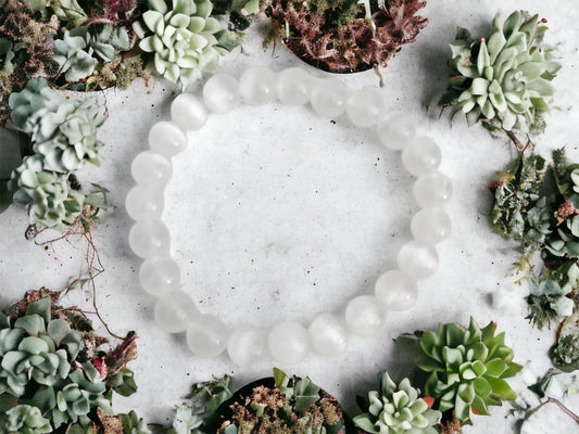 Crystal Jewellery - Selenite 8mm Bead Bracelet