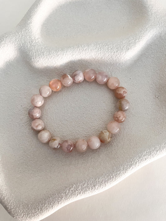 Flower Agate 10mm Bead Bracelet