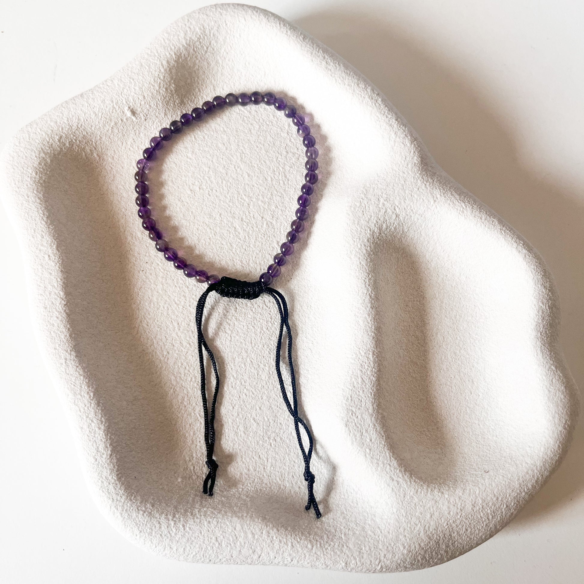 Amethyst 4mm Bead Adjustable String Bracelet