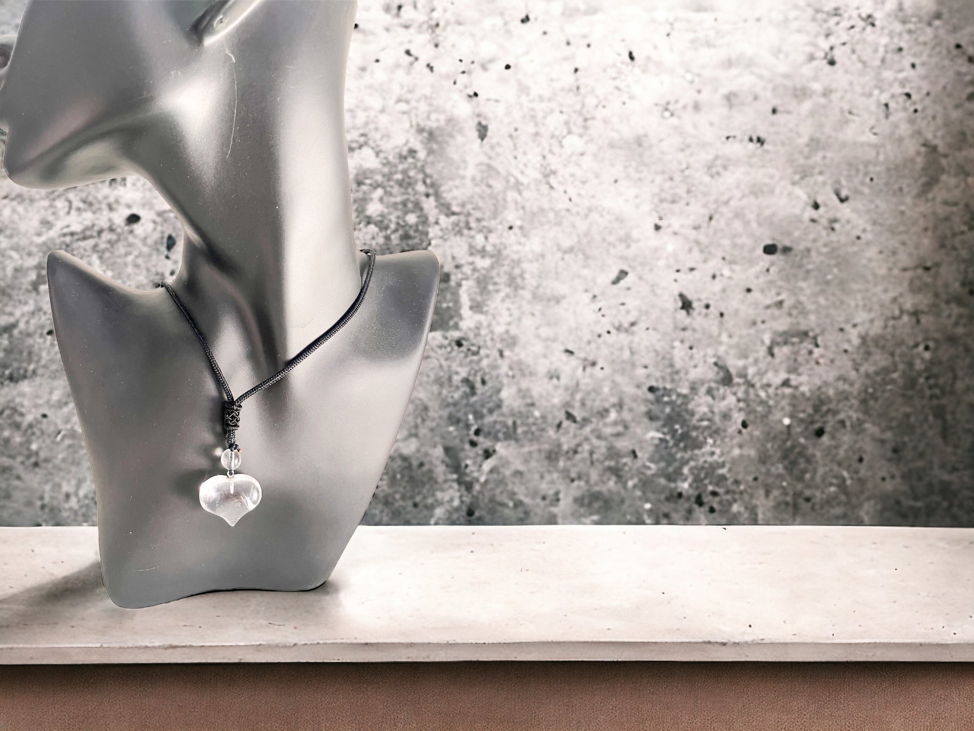 Crystal Jewellery - Clear Quartz Heart Drawstring Neckla