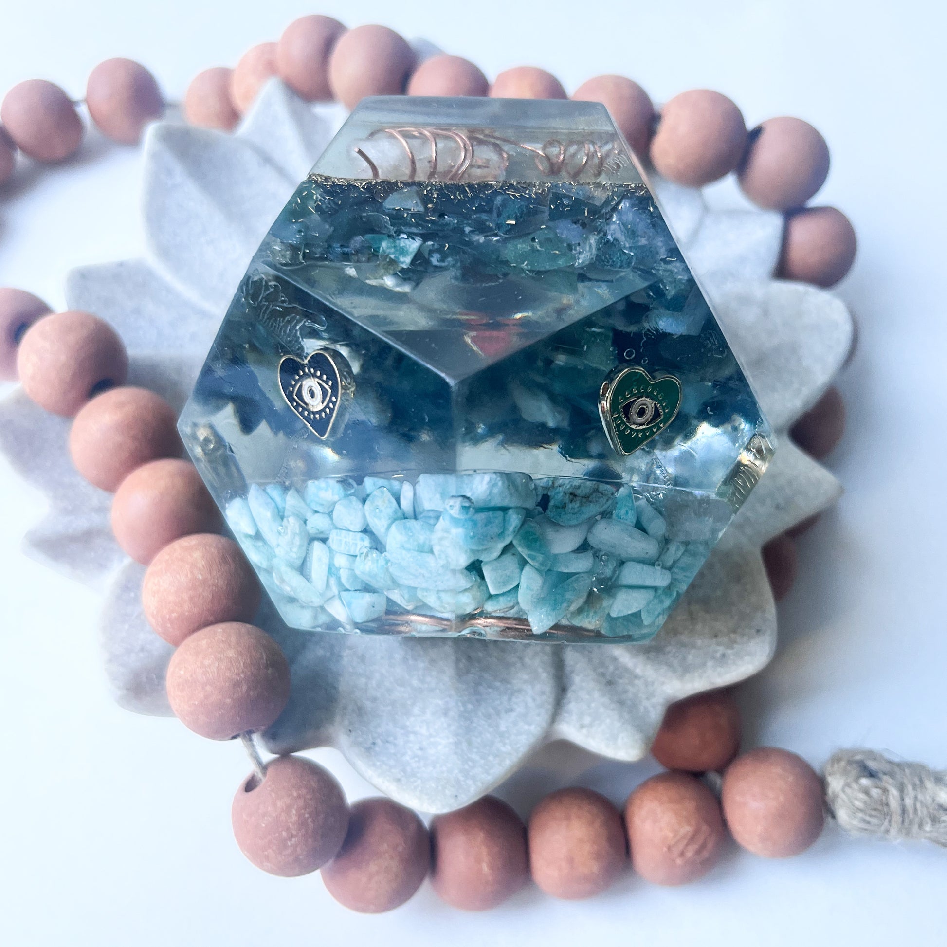 Polygon Orgonite Shape - Moss Agate & Amazonite