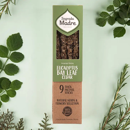 Sagrada Madre - Eucalyptus Bay Leaf Cedar Natural Thick Incense 9 Pack