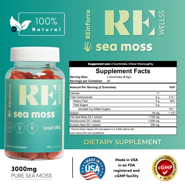 Irish Moss Gummies Nutrition Panel