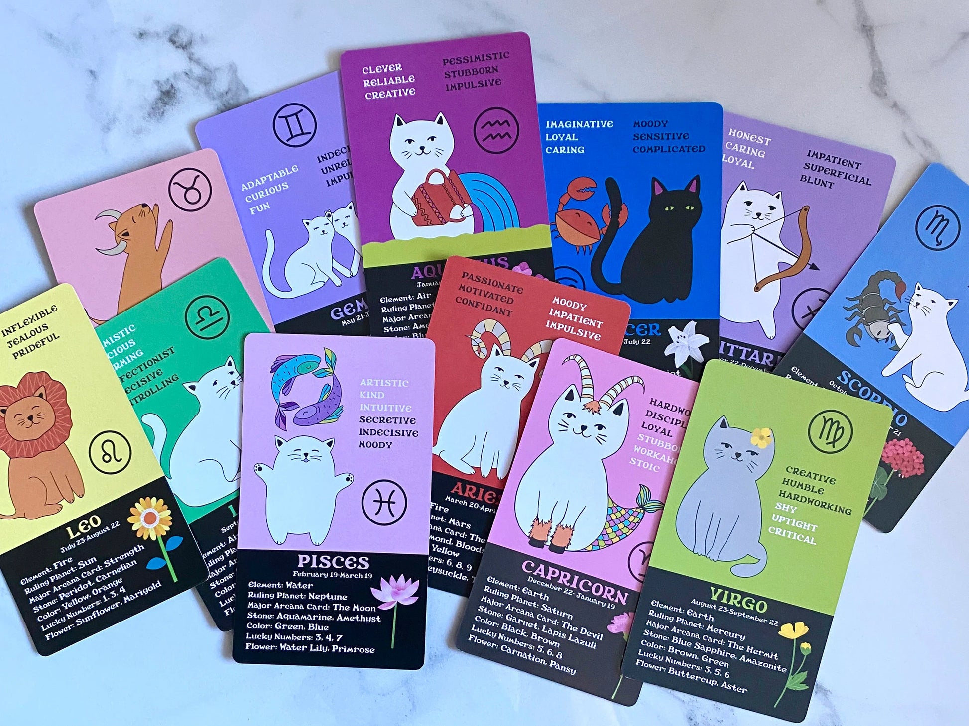 Blooming Cat Tarot Zodiac Cards