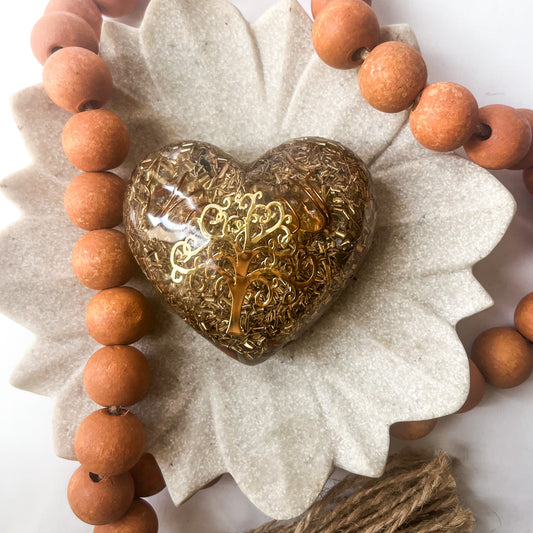 Puffy Orgonite Heart - Fluorite, Red Jasper & Amethyst 7.5cm Width