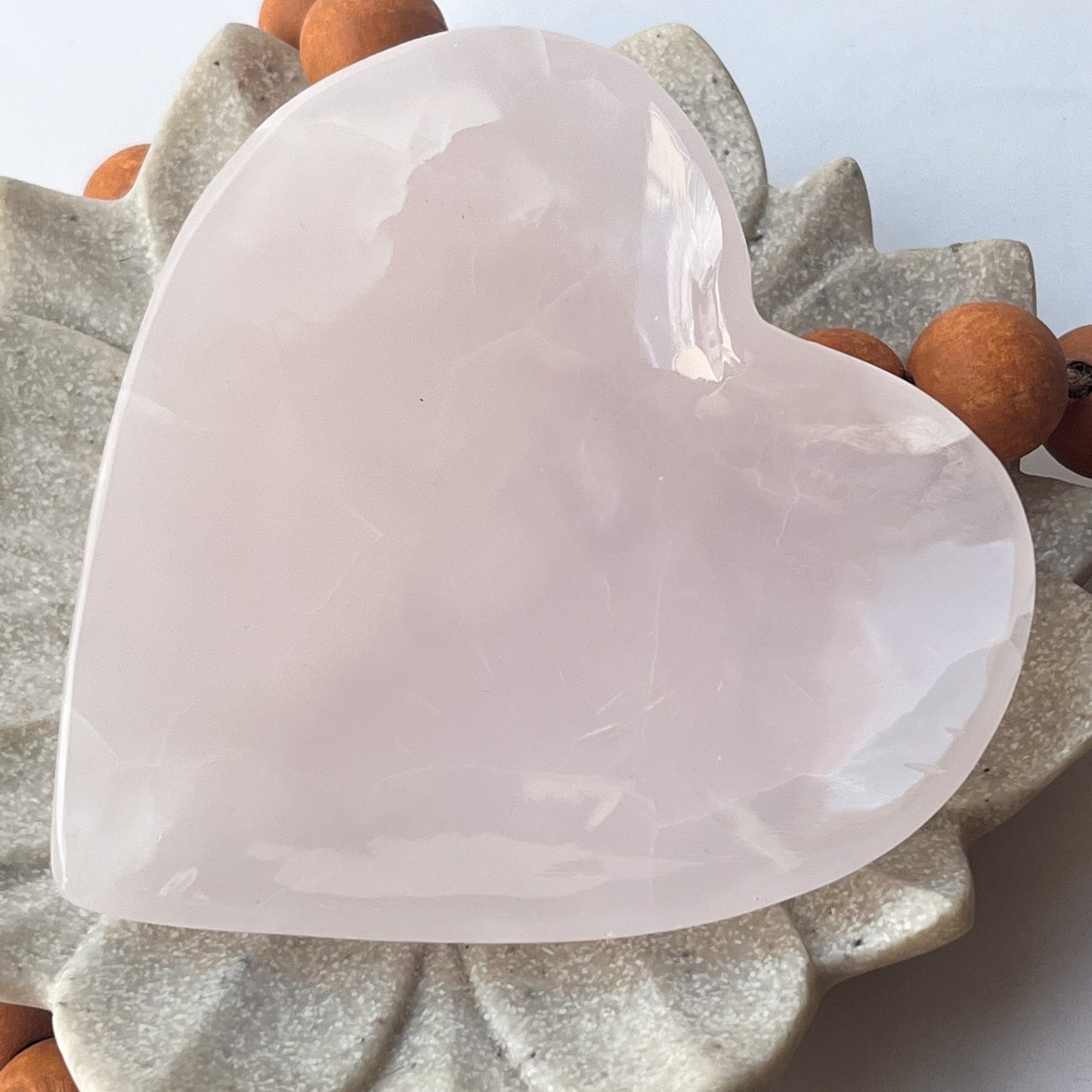 Polished Crystal Shape - Pink Calcite Heart Plate 10cm