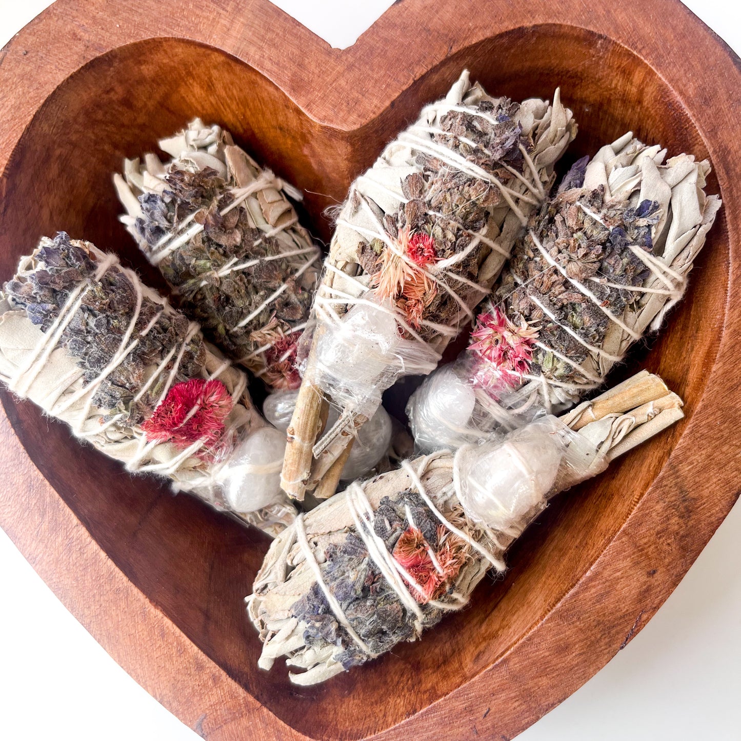 Smudge Torch - White Sage, Lavender, Wild Flowers & Quartz 8cm