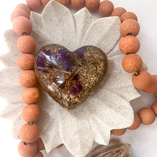 Puffy Orgonite Heart - Picture Jasper 7.5cm Width