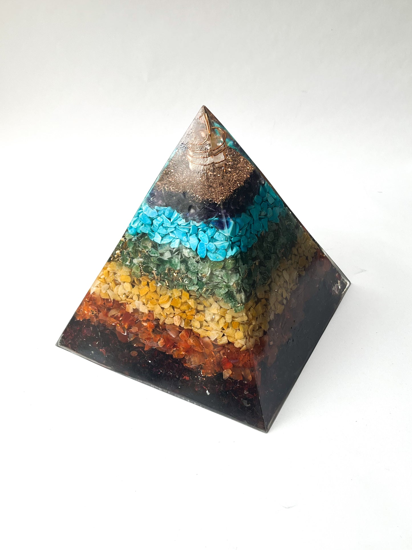 Large Orgonite Pyramid 15cm in Height - 7 Chakras