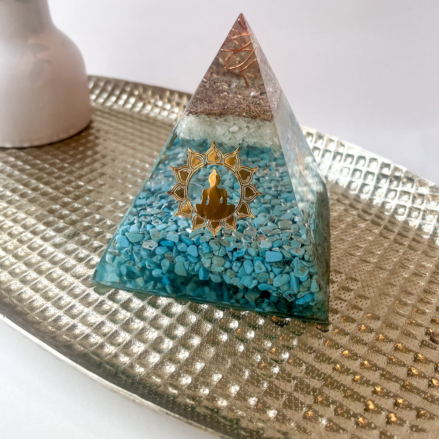 Medium Orgonite Pyramid 12cm in Height - Jade & Turquoise