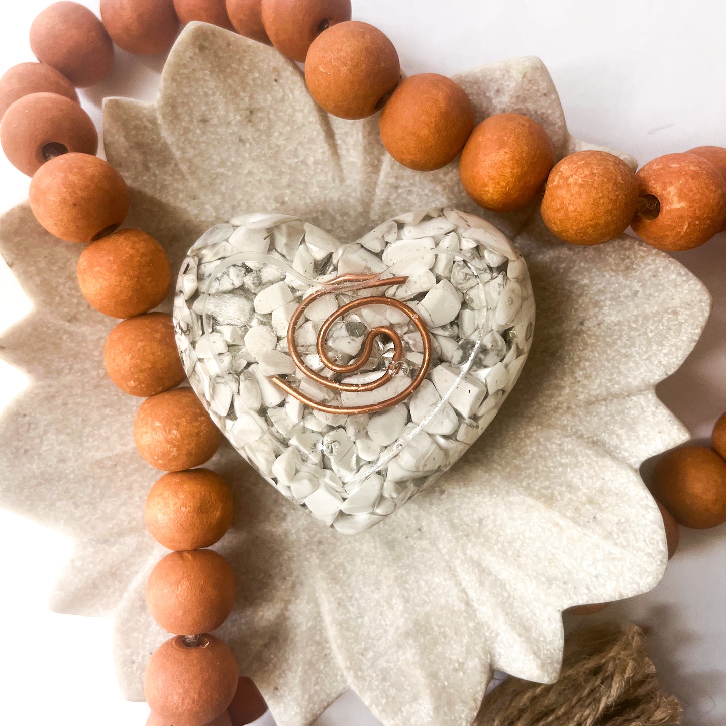 Puffy Orgonite Heart - Howlite 7.5cm Width