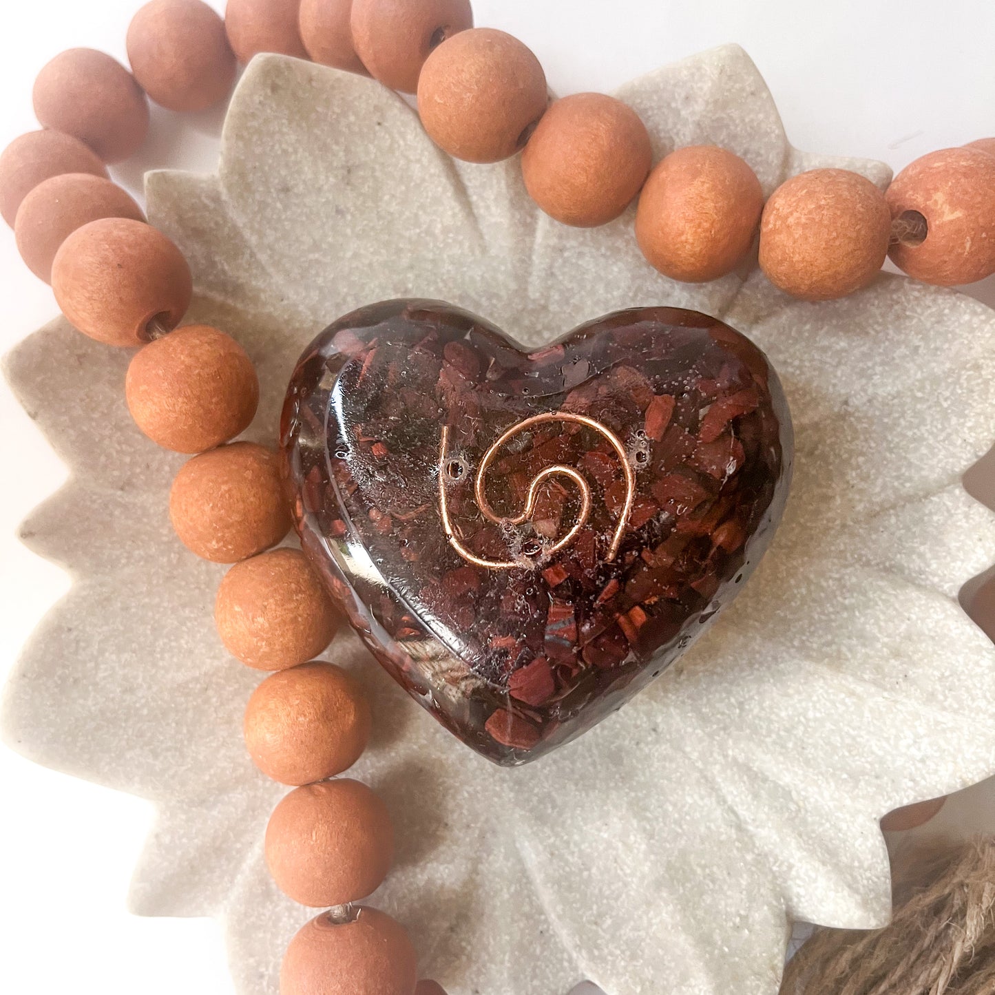 Puffy Orgonite Heart - Red Tigers Eye 7.5cm Width