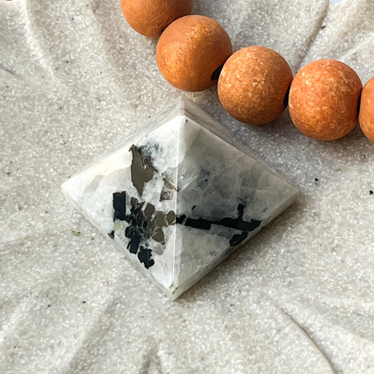Polished Crystal Shape - Rainbow Moonstone Pyramid 4cm - 4.5cm