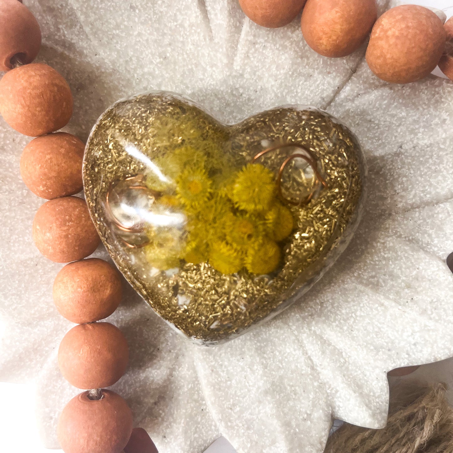 Puffy Orgonite Heart - Howlite 7.5cm Width
