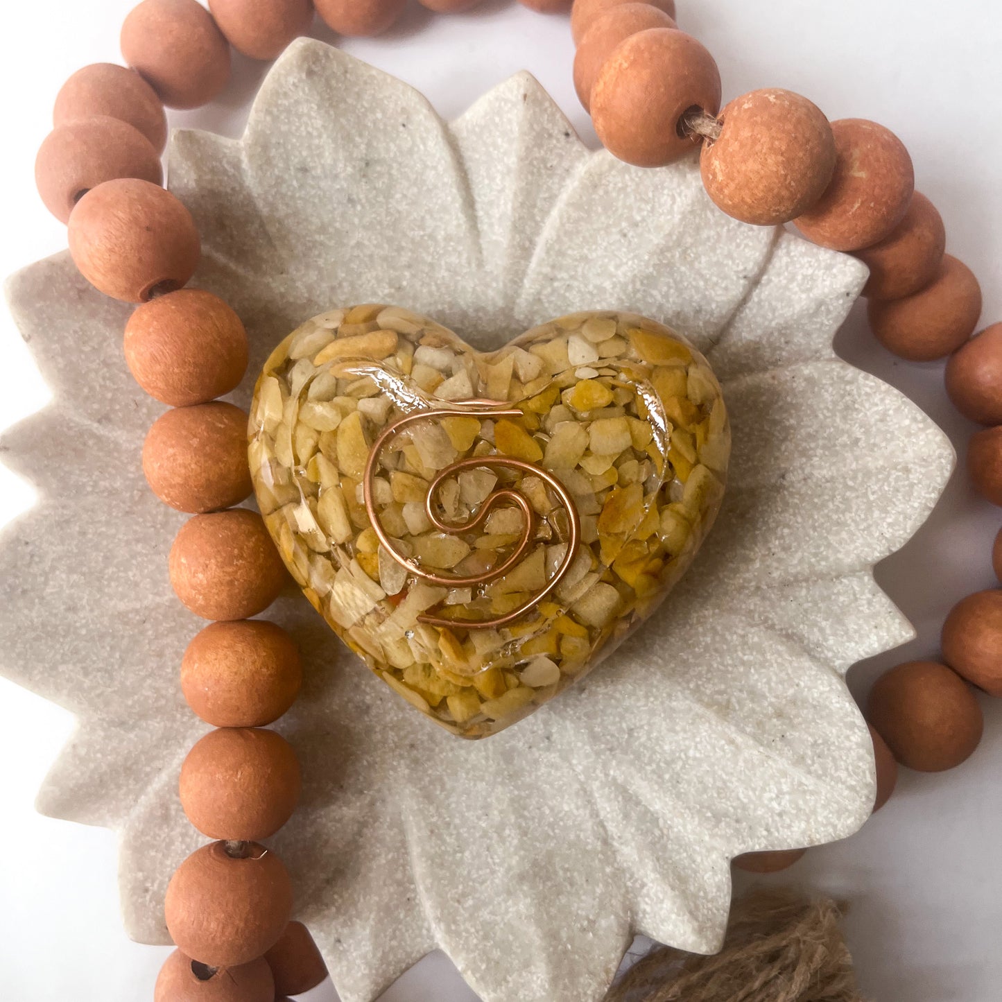 Puffy Orgonite Heart - Yellow Aventurine 7.5cm Width