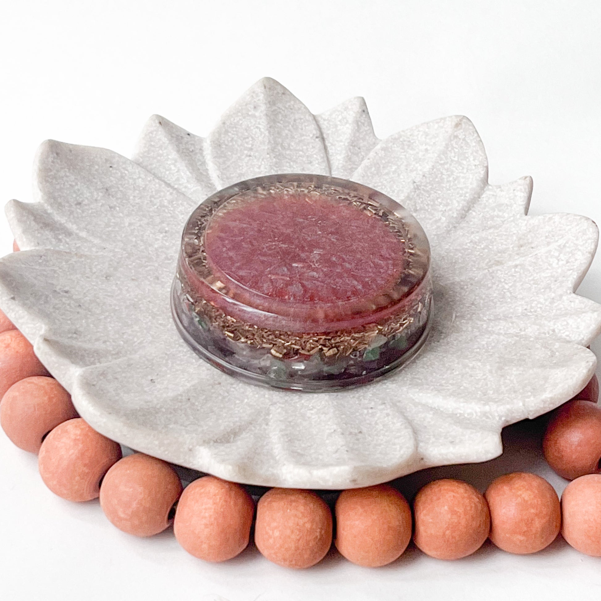 Cylinder Orgonite - Mixed Crystals 6.5cm Diameter x 2.5cm Height