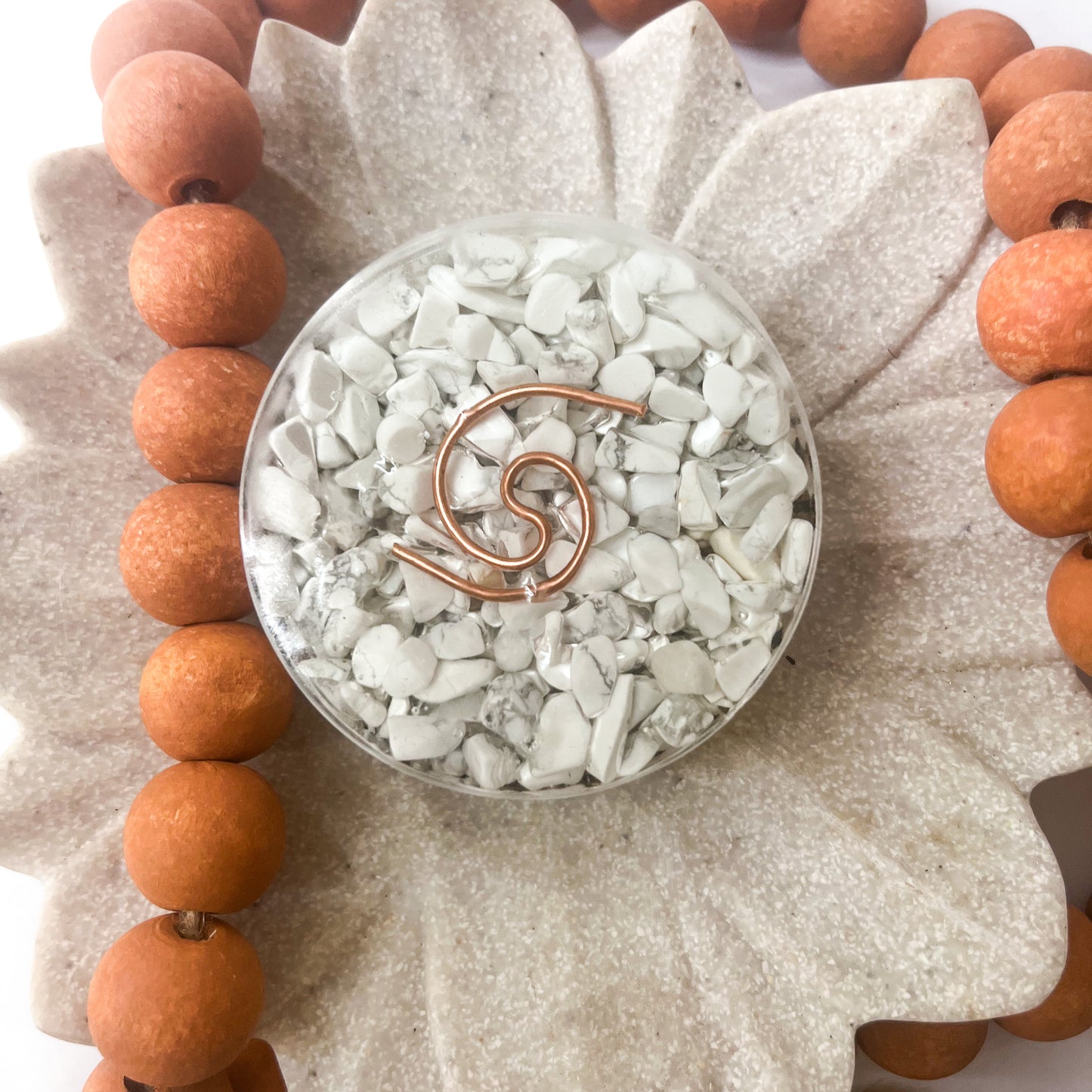 Cylinder Orgonite - Howlite 6.5cm Diameter x 2.5cm Height